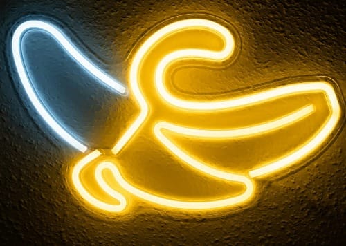 a neon sign of a banana
